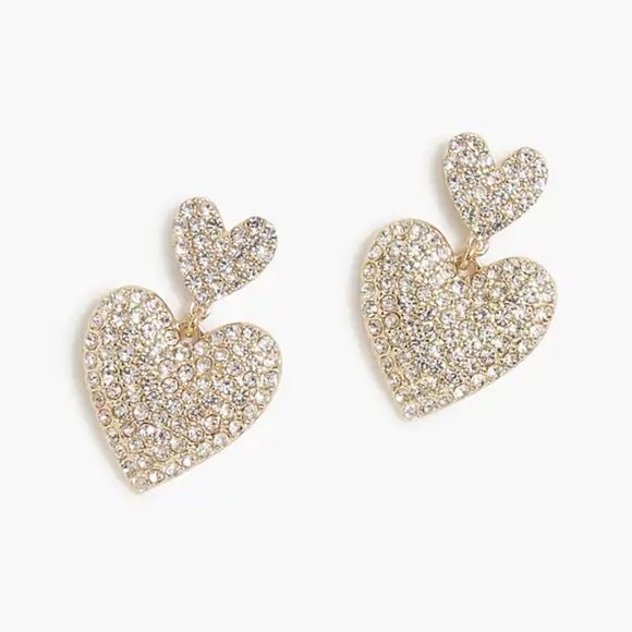 J. Crew Jewelry - J.Crew Pave Heart Statement Earrings, Clear